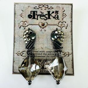 Treska Fifty Shades pieced earrings NEW grey mix bead stud style crystal dangle